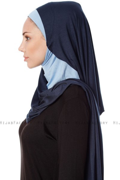 Naz - Hijab Pratico One Piece Blu Navy & Azzurro - Ecardin