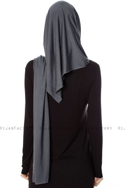 Naz - Hijab Pratico One Piece Grigio Scuro & Nero - Ecardin