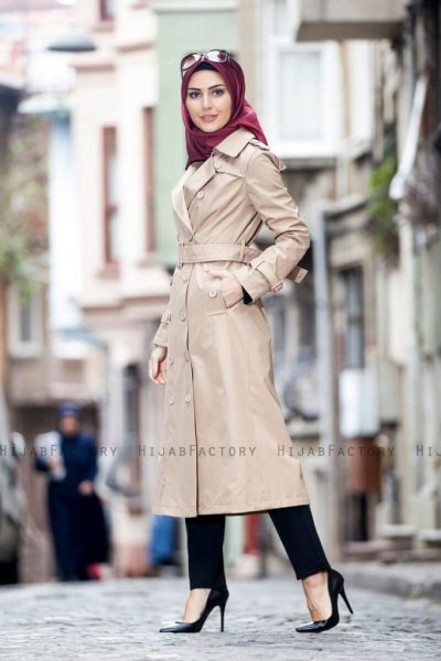 Nevin Taupe Trenchcoat Miss Cazibe 280603-2