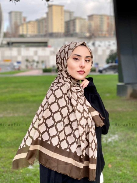 Nona - Hijab Fantasia Di Cotone Marrone - Mirach