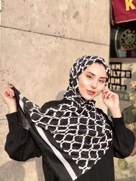 Nona - Hijab Fantasia Di Cotone Nero - Mirach