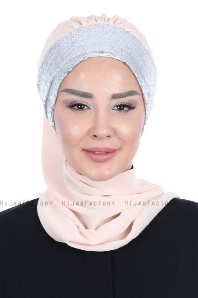 Olga - Hijab Pratico Beige & Argento