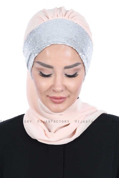 Olga - Hijab Pratico Beige & Argento