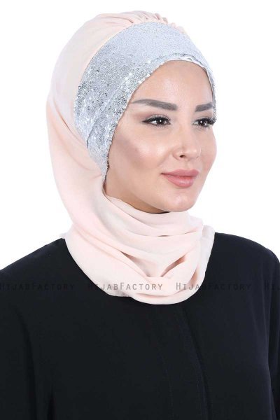 Olga - Hijab Pratico Beige & Argento