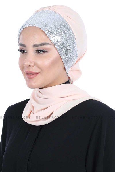 Olga - Hijab Pratico Beige & Argento