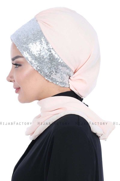 Olga - Hijab Pratico Beige & Argento