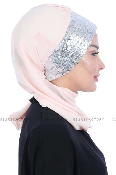 Olga - Hijab Pratico Beige & Argento