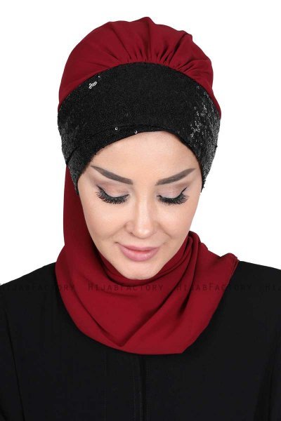 Olga - Hijab Pratico Bordò & Nero