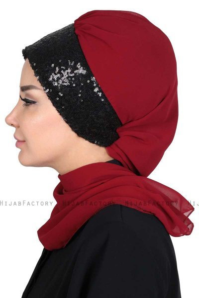Olga - Hijab Pratico Bordò & Nero