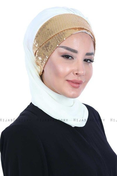 Olga - Hijab Pratico Creme & Oro