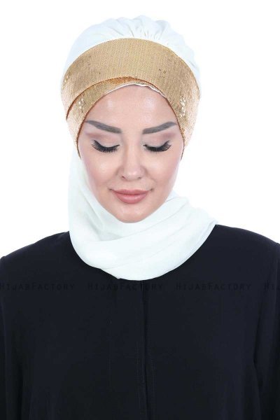 Olga - Hijab Pratico Creme & Oro