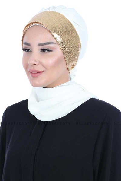 Olga - Hijab Pratico Creme & Oro