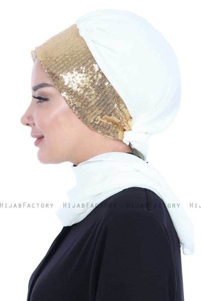 Olga - Hijab Pratico Creme & Oro