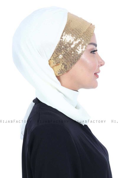 Olga - Hijab Pratico Creme & Oro