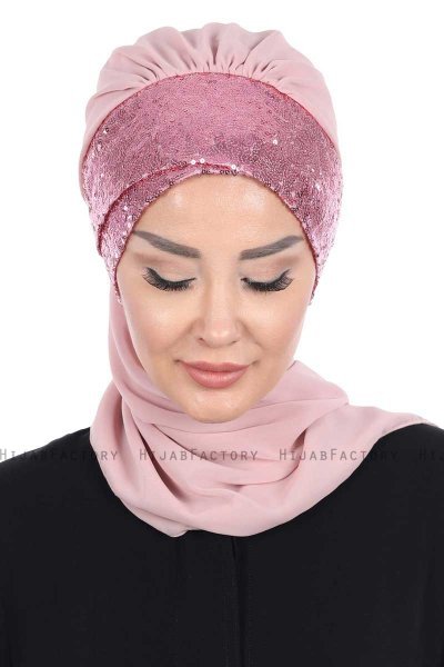 Olga - Hijab Pratico Rosa Antico & Rosa Antico