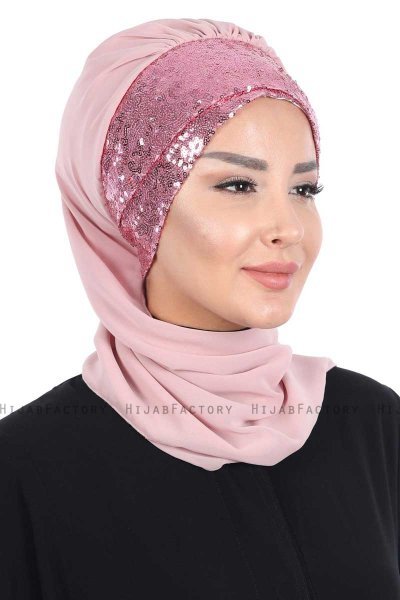 Olga - Hijab Pratico Rosa Antico & Rosa Antico