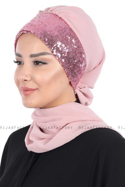 Olga - Hijab Pratico Rosa Antico & Rosa Antico