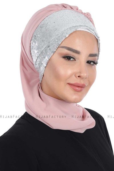 Olga - Hijab Pratico Rosa Antico & Argento