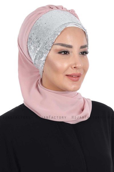 Olga - Hijab Pratico Rosa Antico & Argento