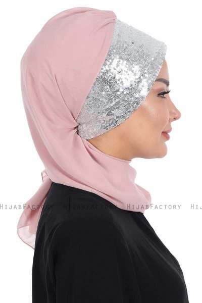 Olga - Hijab Pratico Rosa Antico & Argento