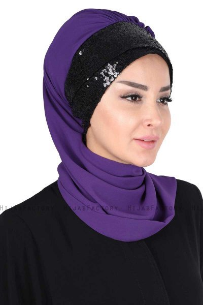 Olga - Hijab Pratico Viola & Nero
