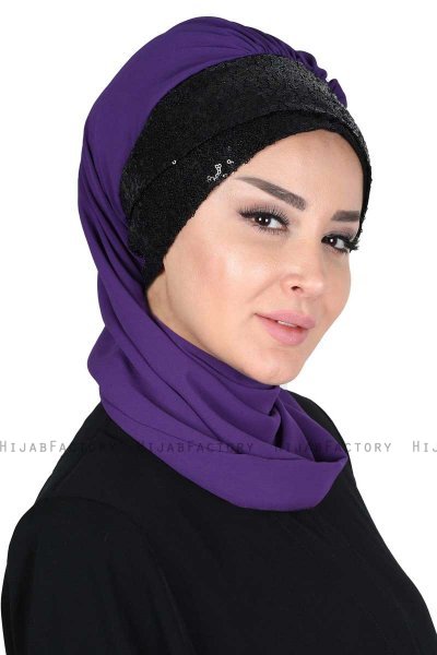Olga - Hijab Pratico Viola & Nero