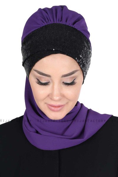 Olga - Hijab Pratico Viola & Nero