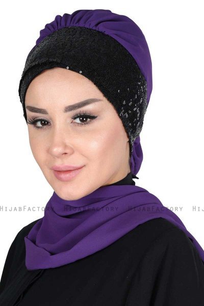 Olga - Hijab Pratico Viola & Nero