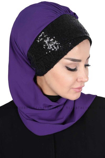 Olga - Hijab Pratico Viola & Nero