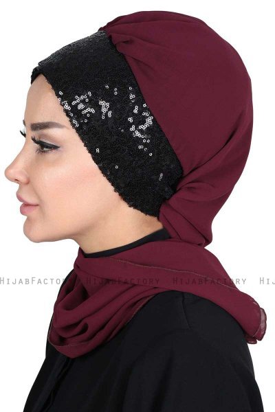Olga - Hijab Pratico Prugna & Nero