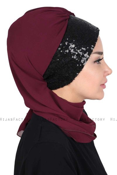 Olga - Hijab Pratico Prugna & Nero