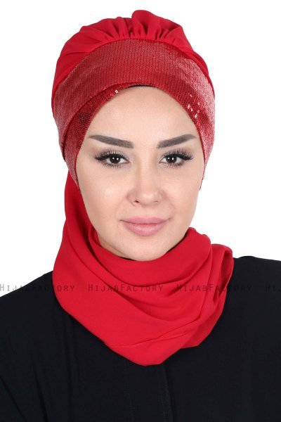 Olga - Hijab Pratico Rosso & Rosso