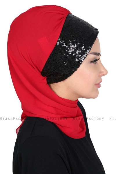 Olga - Hijab Pratico Rosso & Nero