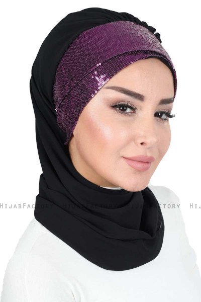 Olga - Hijab Pratico Nero & Fucsia