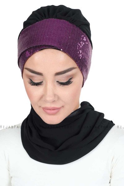 Olga - Hijab Pratico Nero & Fucsia
