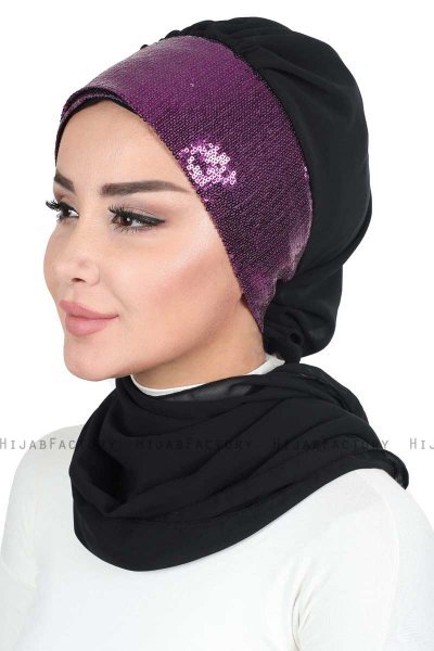 Olga - Hijab Pratico Nero & Fucsia