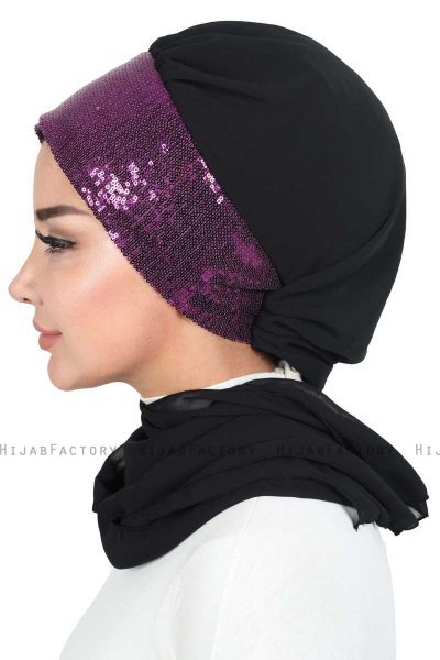 Olga - Hijab Pratico Nero & Fucsia