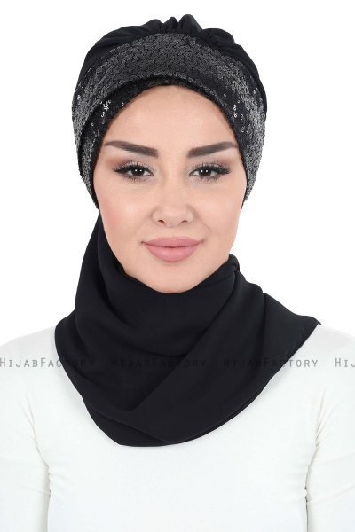 Olga - Hijab Pratico Nero & Nero