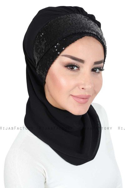 Olga - Hijab Pratico Nero & Nero