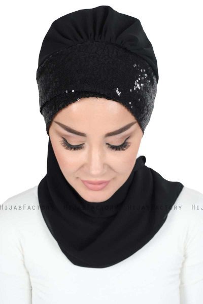 Olga - Hijab Pratico Nero & Nero
