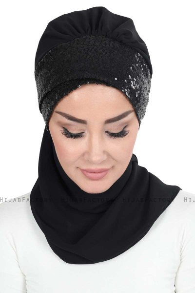 Olga - Hijab Pratico Nero & Nero