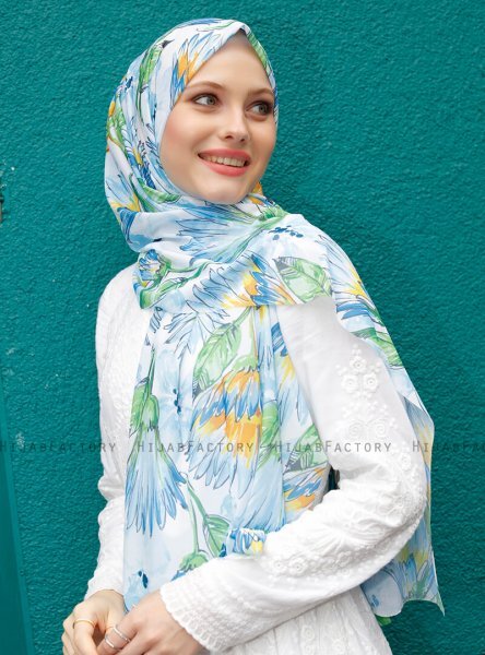 Pariza - Hijab Foglia Fantasia Blu