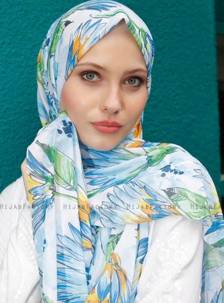 Pariza - Hijab Foglia Fantasia Blu