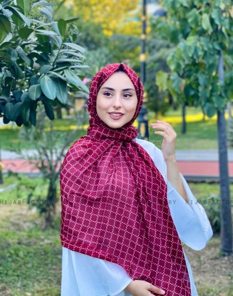 Qiana - Hijab Fantasia Di Cotone Bordò