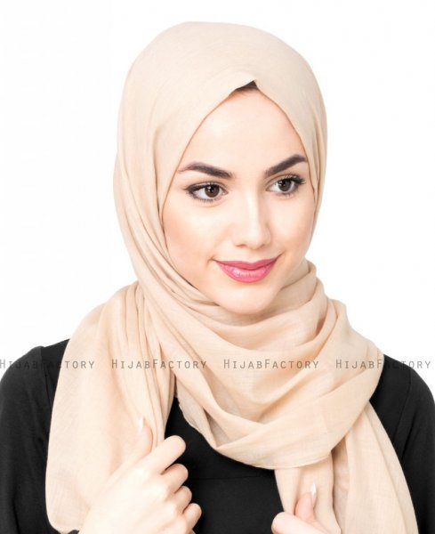 Ravens Beige Bomull Voile Hijab 5TA21d