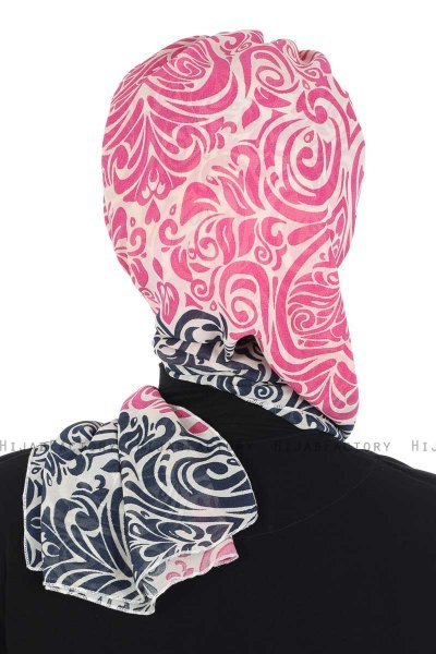 Regina - Turbante Chiffon Blu Navy & Fucsia