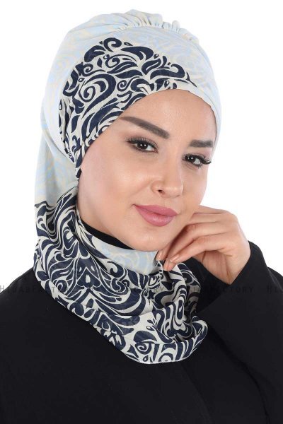 Regina - Turbante Chiffon Blu Navy & Azzurro