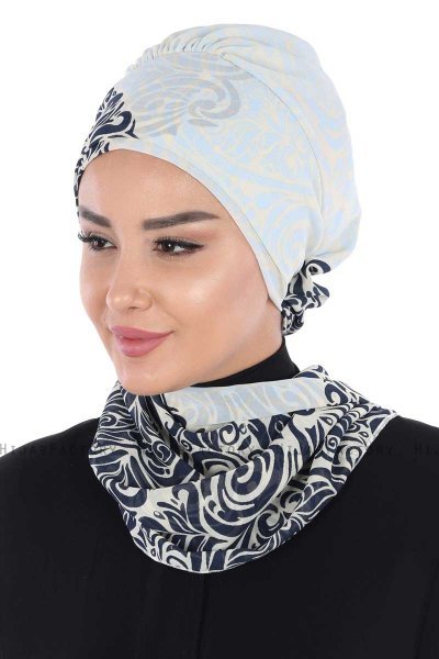 Regina - Turbante Chiffon Blu Navy & Azzurro