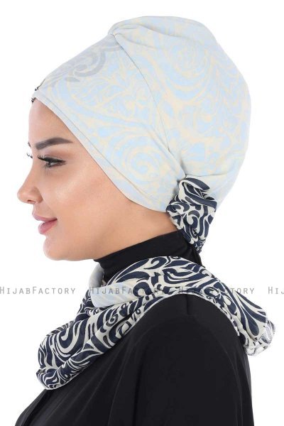 Regina - Turbante Chiffon Blu Navy & Azzurro