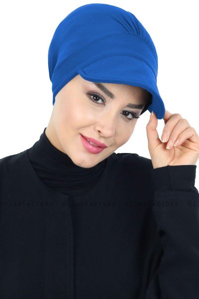 Sandra - Turbante Di Cotone Blu - Ayse Turban